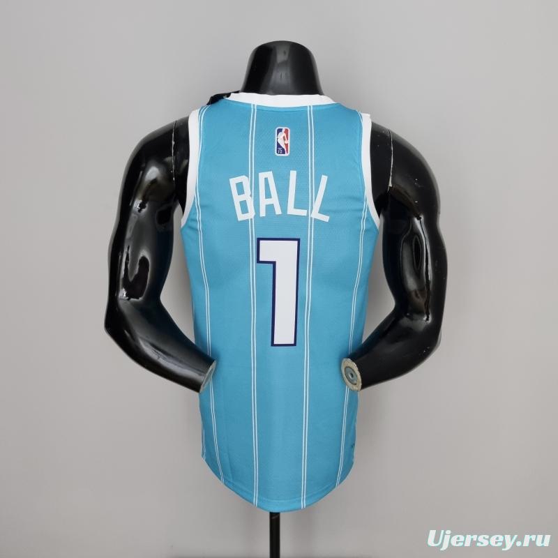 75th Anniversary Ball #1 Charlotte Hornets Blue NBA Jersey