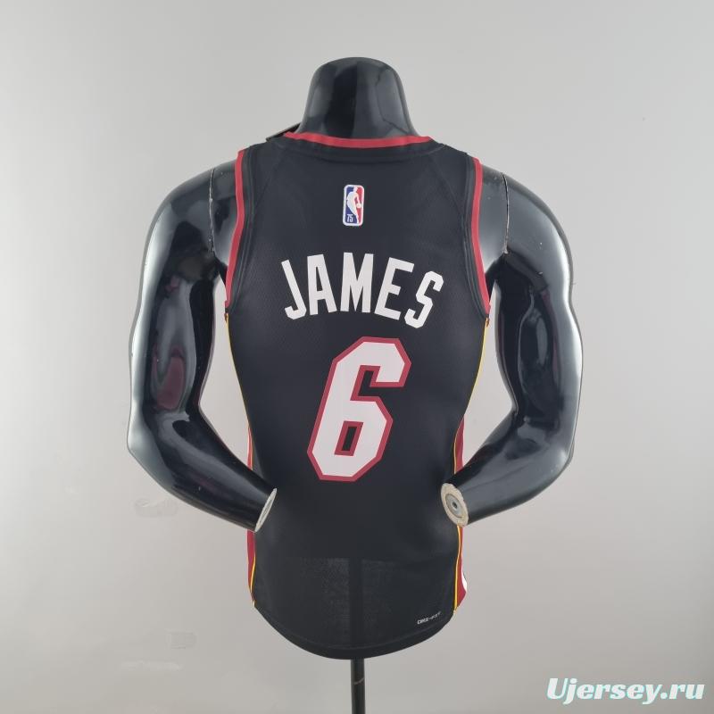 75th Anniversary Miami Heat JAMES #6 Black NBA Jersey