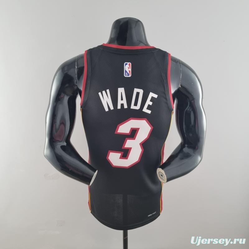 75th Anniversary Miami Heat WADE #3 Black NBA Jersey