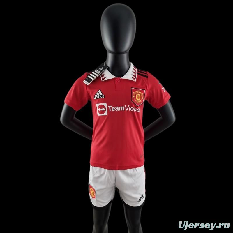 22/23 Kids Kit Manchester United Home 16-28 Soccer Jersey