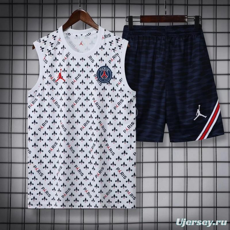 22/23PSG White Flower Dot Pre-Game Training Jersey Vest