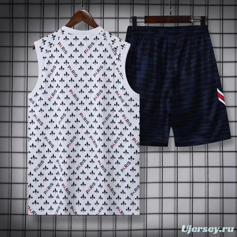 22/23PSG White Flower Dot Pre-Game Training Jersey Vest