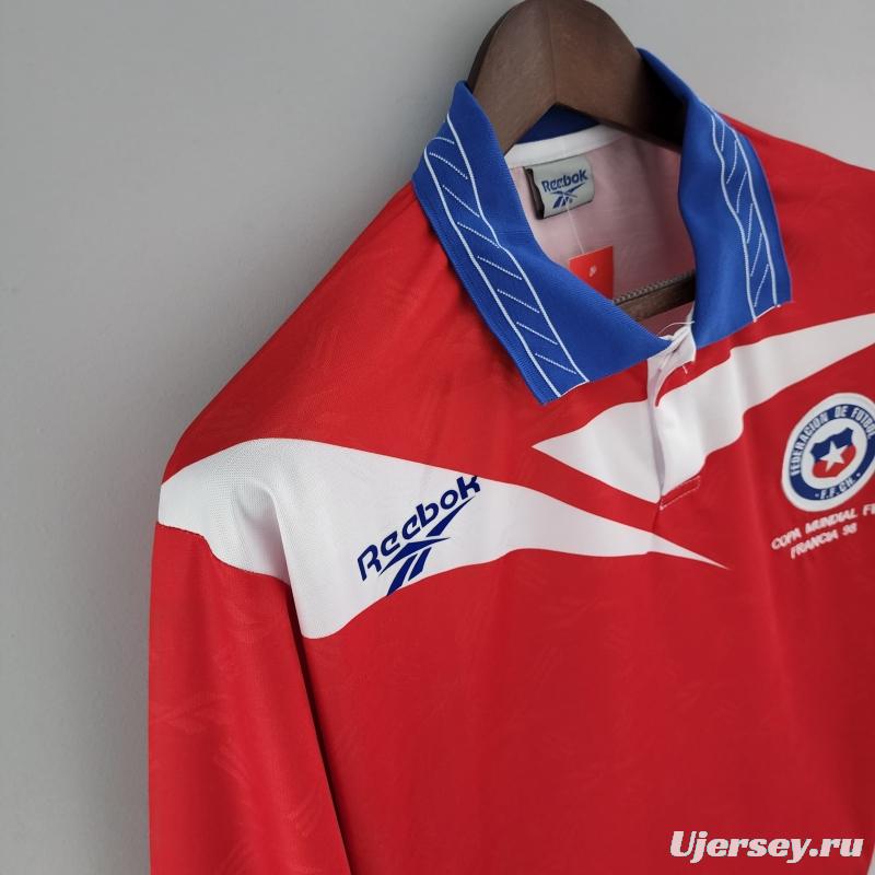 Retro Long Sleeve 1998 Chile Home Soccer Jersey