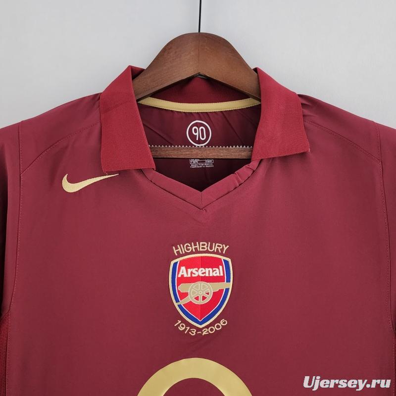 Retro Long Sleeve 05/06 Arsenal Home Soccer Jersey