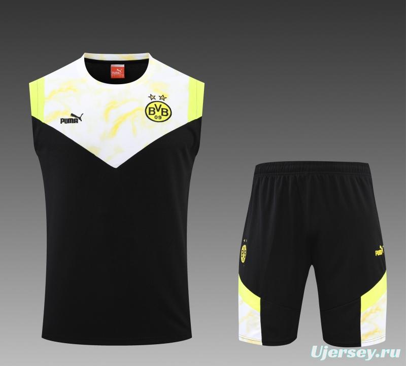 2022 Borussia Dortmund Vest Training Jersey Kit Black And White