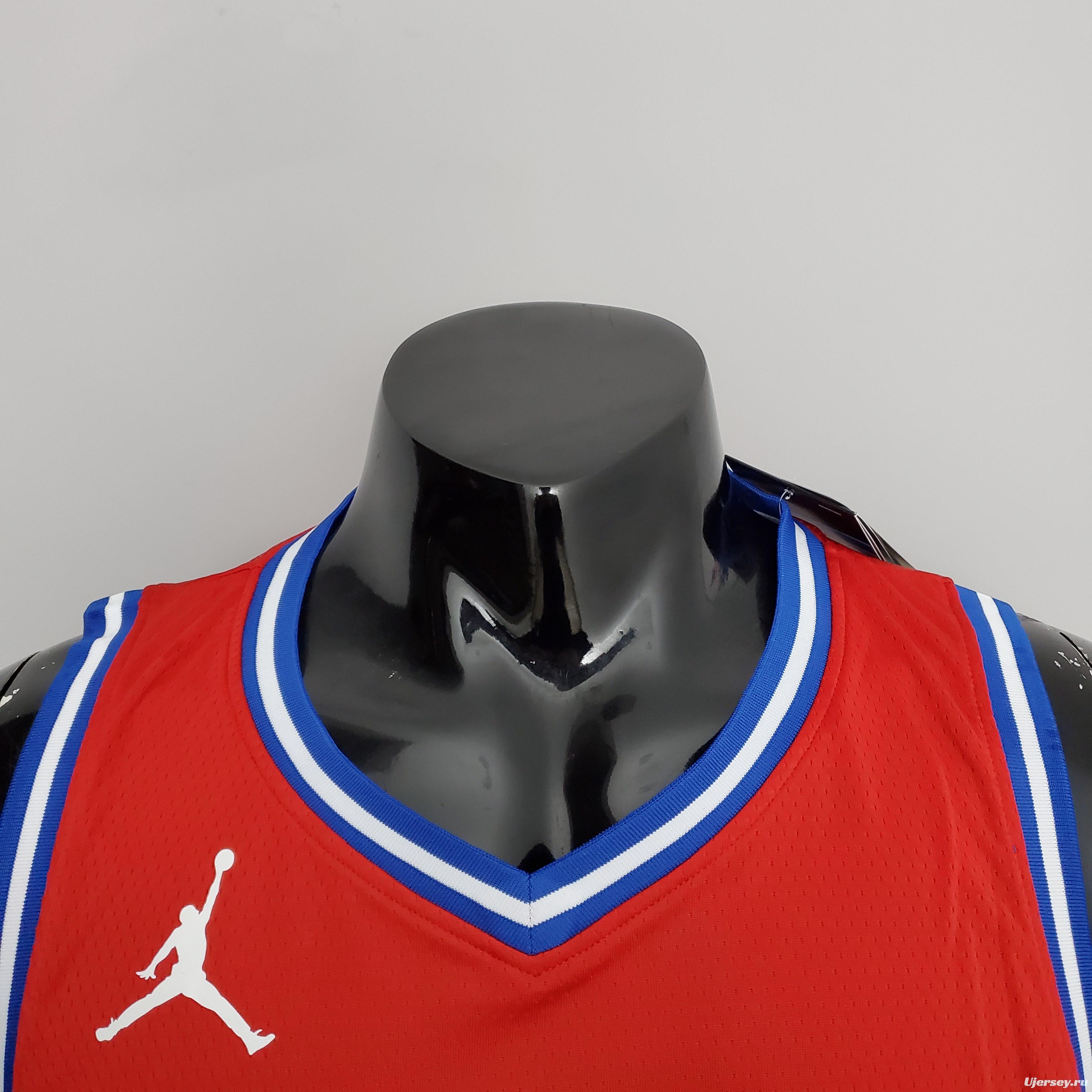 NBA 76ers Harden #1 V-Neck Red