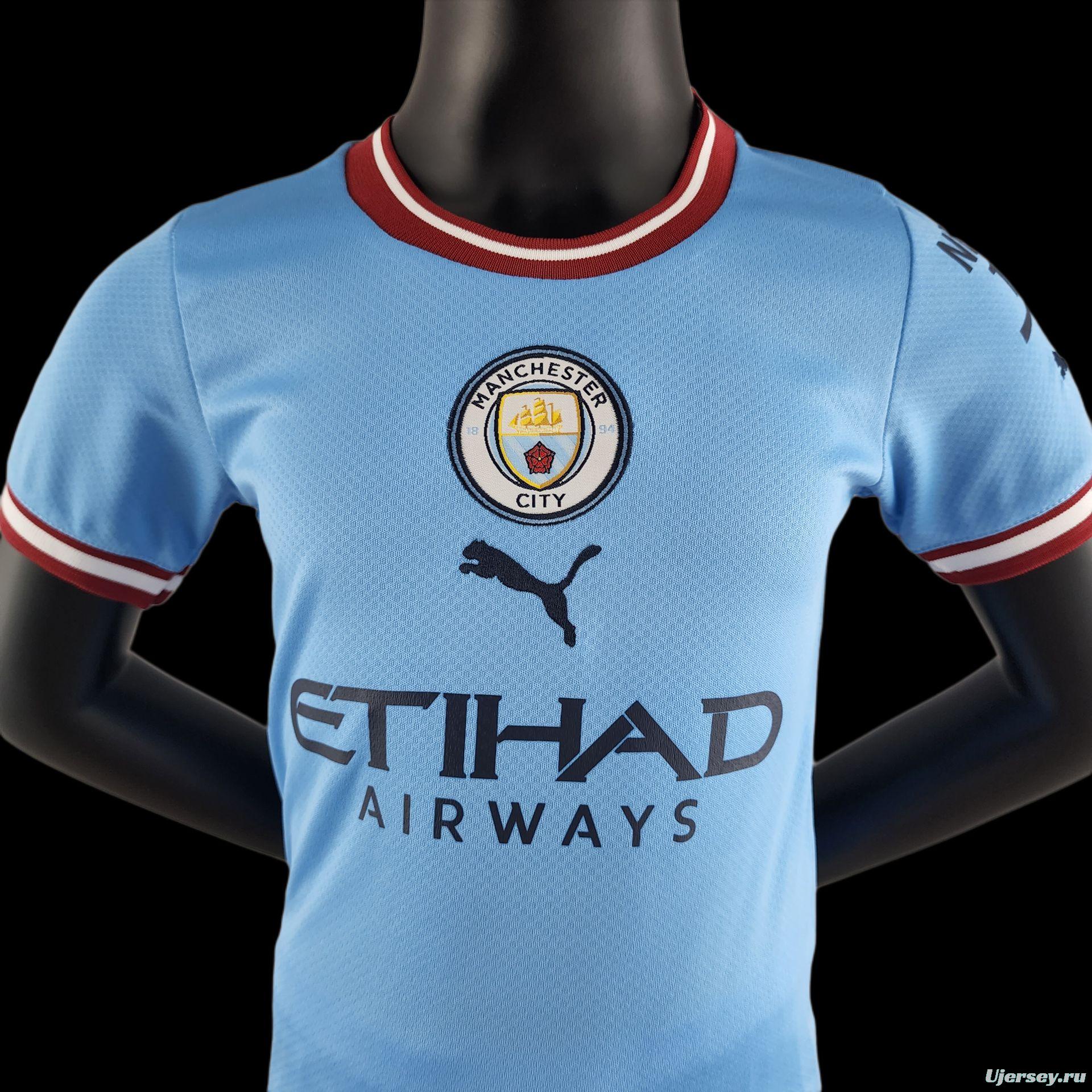 22/23 Kids Kit Manchester City Home Size：16-28 Soccer Jersey