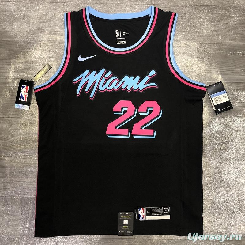 2019-20 NBA Heat Pressed Men's Black Miami Heat #22 Jimmy Butler City Edition Jersey