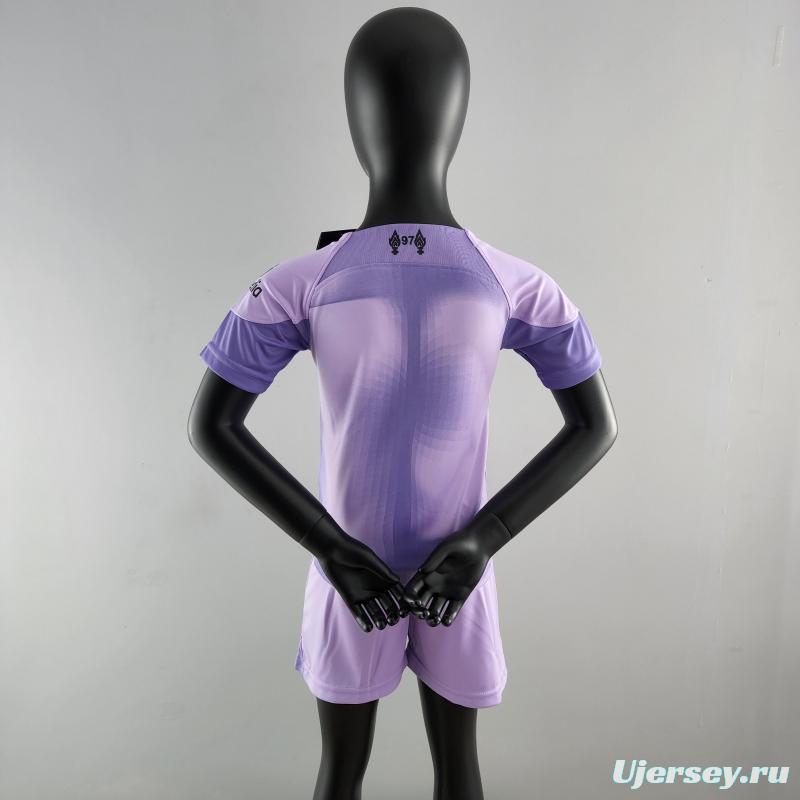 22/23 Liverpool Kids Kit Goalkeeper Purple Soccer Jersey