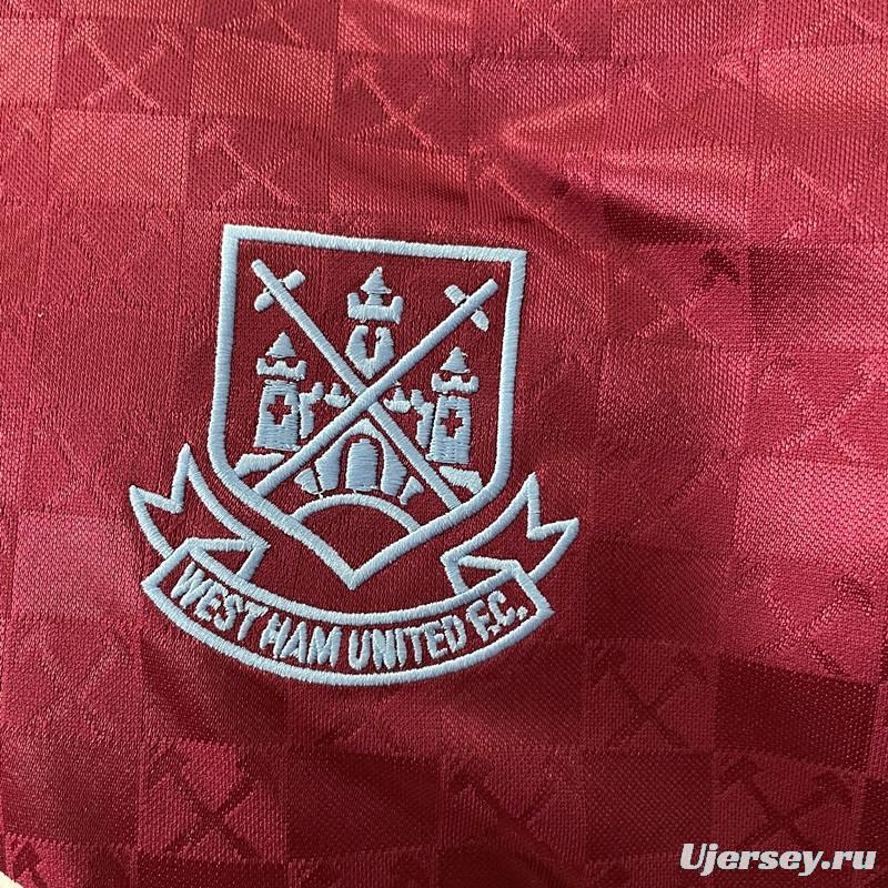 Retro 89/90 West Ham home Soccer Jersey