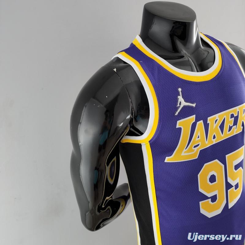 75th Anniversary TOSCANO #95 Los Angeles Lakers Jordan Purple NBA Jersey