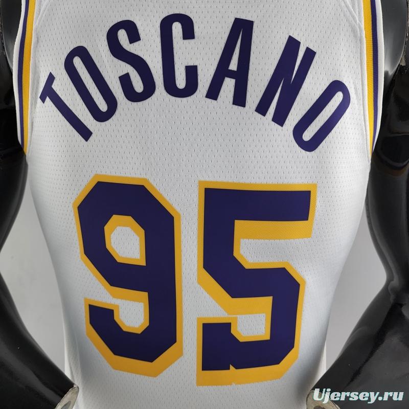 75th Anniversary TOSCANO #95 Los Angeles Lakers White NBA Jersey