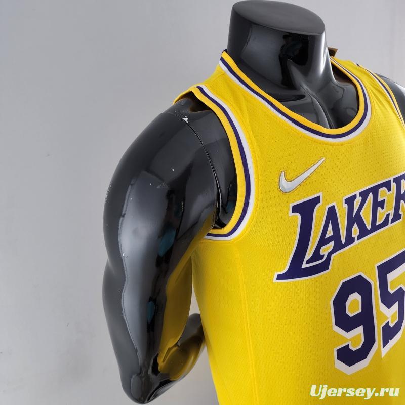 75th Anniversary TOSCANO #95 Los Angeles Lakers Yellow NBA Jersey