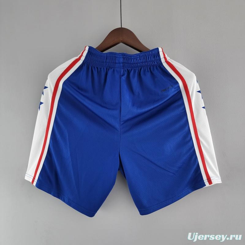 75th Anniversary Philadelphia 76ers NBA Shorts Blue White