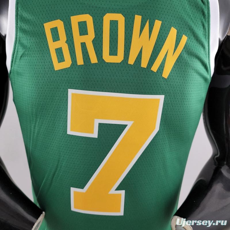 Boston Celtics BROWN#7 Green Gold NBA Jersey