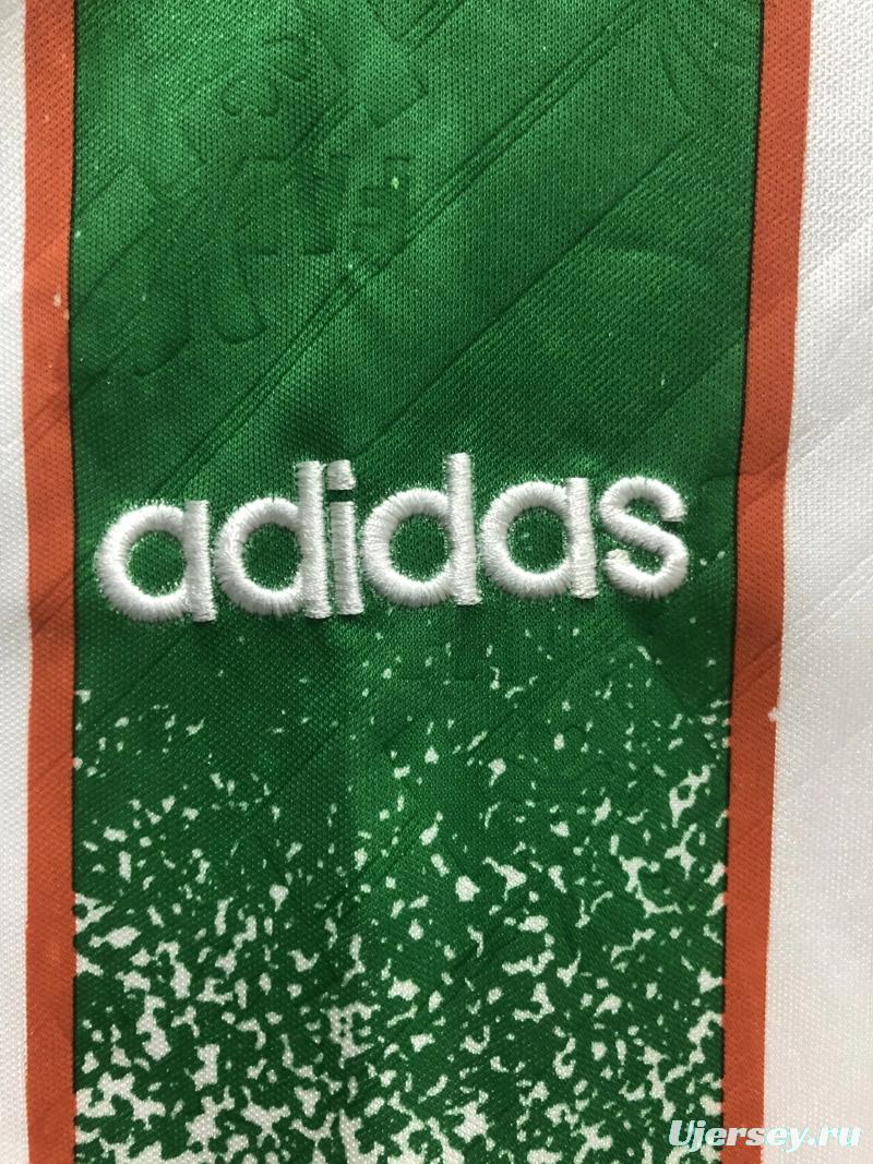 Retro 1994 Ireland Away White With OPEL Sponpsor Soccer Jersey