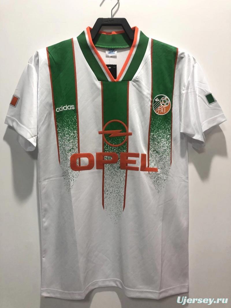 Retro 1994 Ireland Away White With OPEL Sponpsor Soccer Jersey