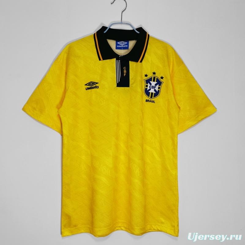 Retro 1991/93 Brazil Home Soccer Jersey