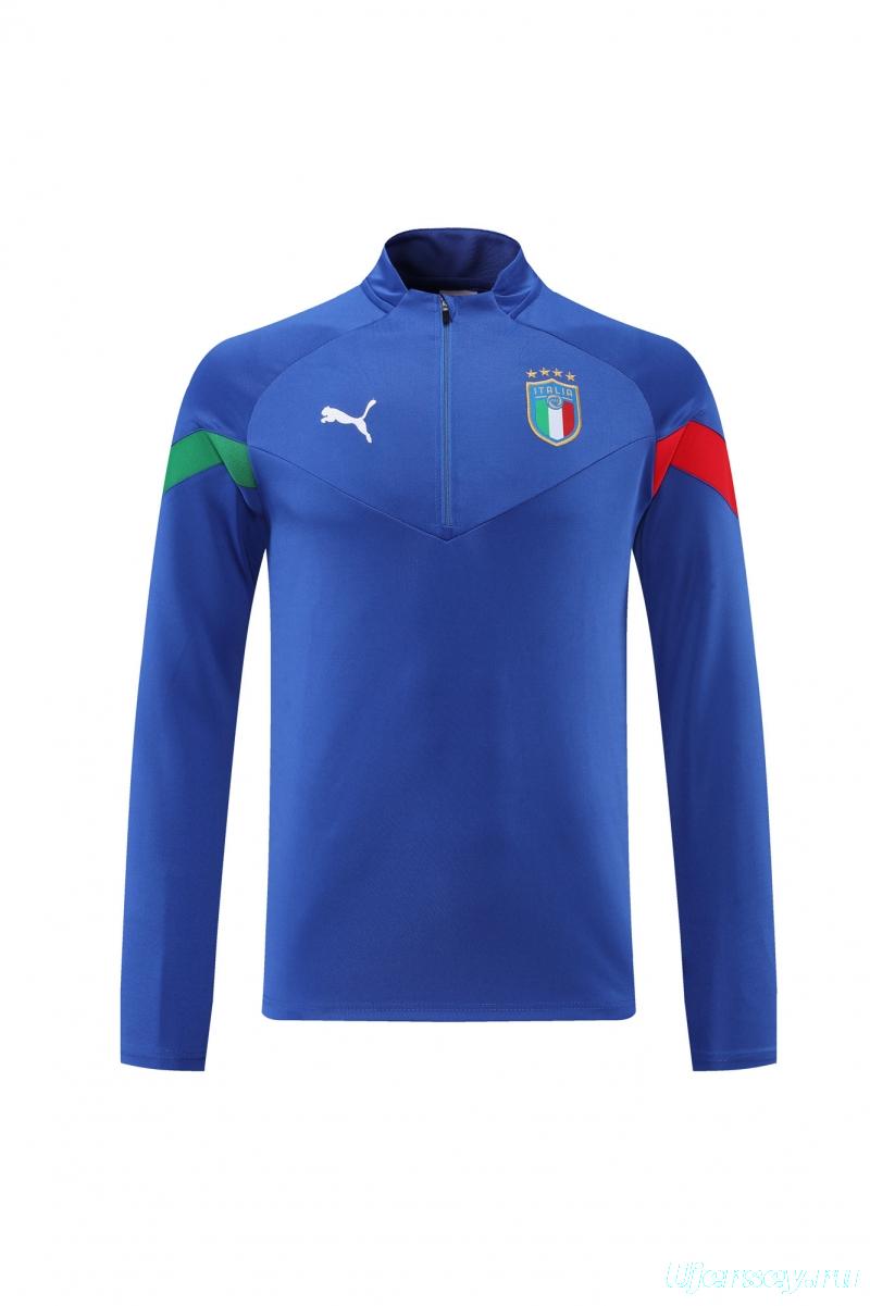 2022 Italy Blue Half Zipper Tracksuit