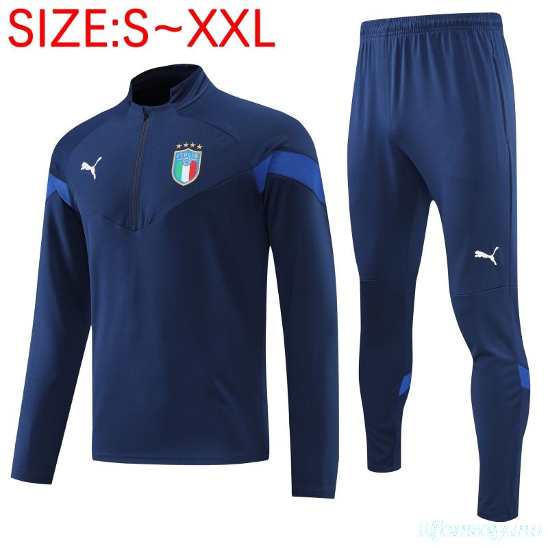 2022 Italy Navy Half Zipper Tracksuit