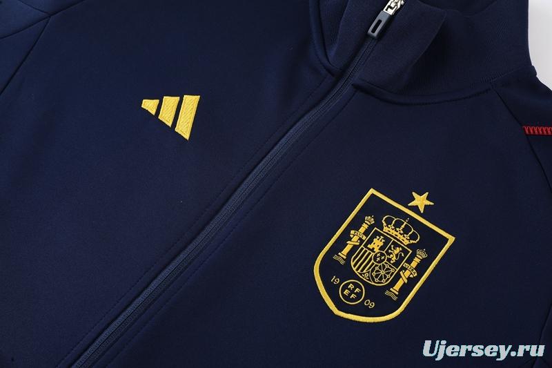 2022 Spain Navy Full Zipper Tracksuit