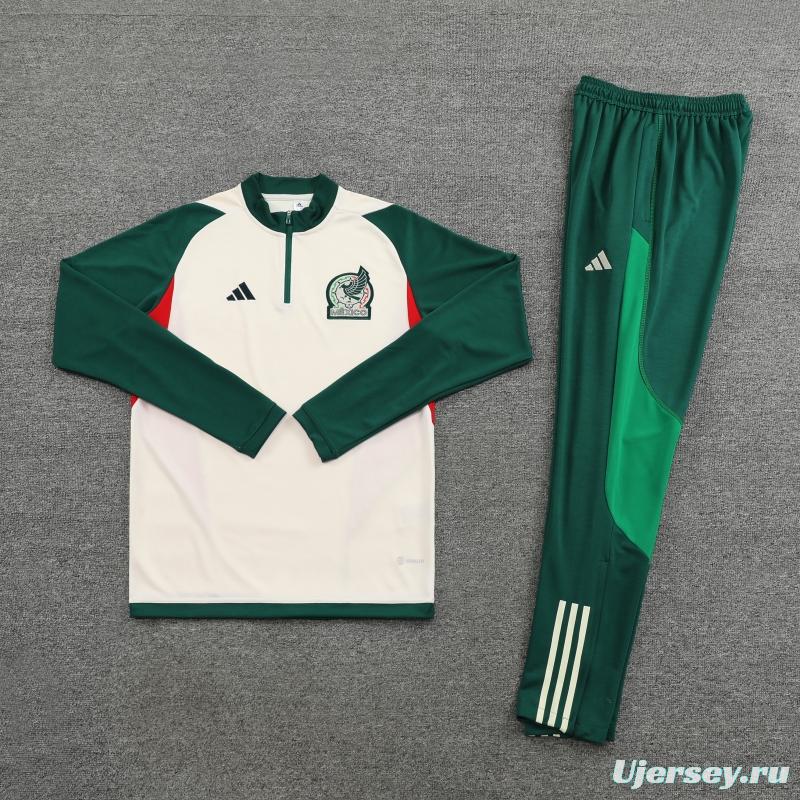 2022 Mexico White/Green Full Zipper Tracksuit