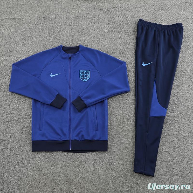 2022 England Blue Full Zipper Tracksuit