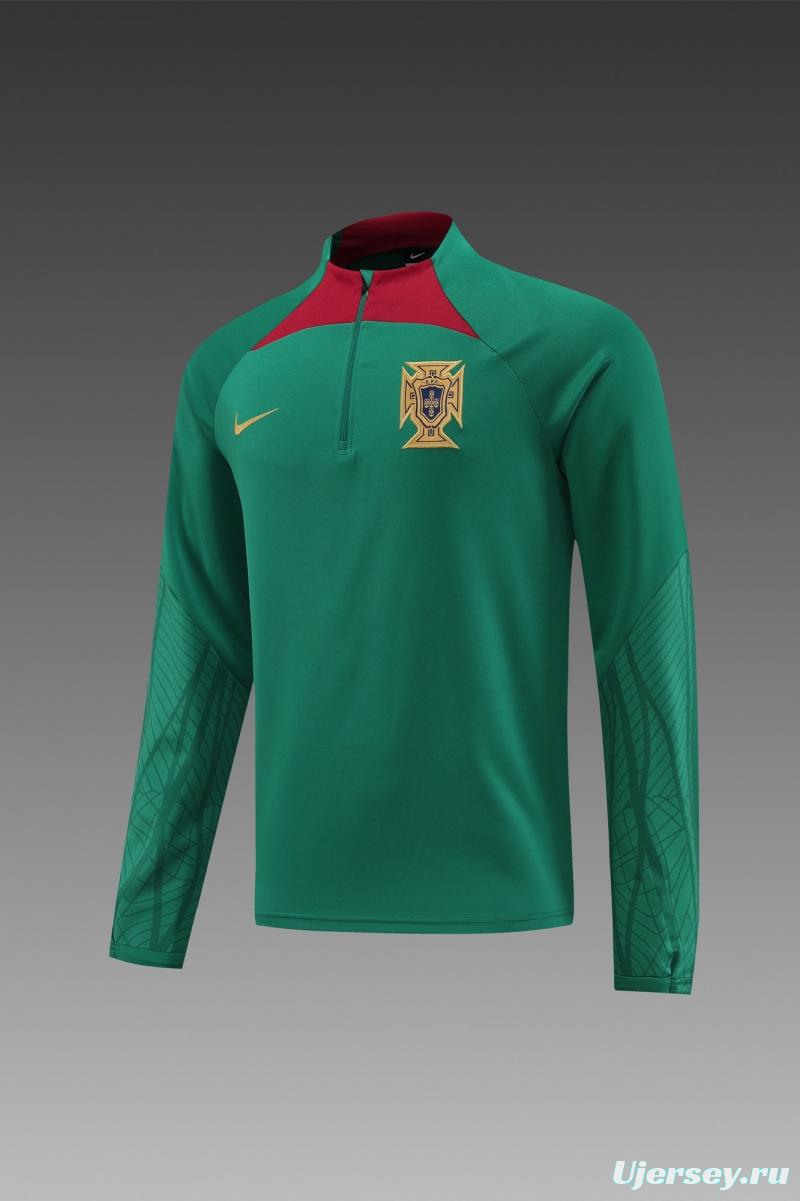 2022 Portugal Half Zipper Green Tracksuit