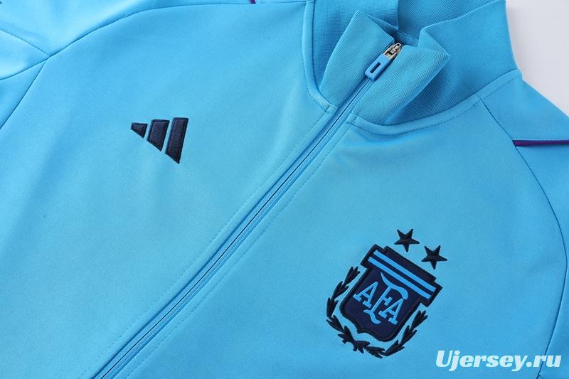 2022 Argentina Blue Full Zipper Tracksuit