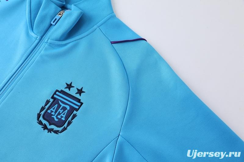 2022 Argentina Blue Full Zipper Tracksuit