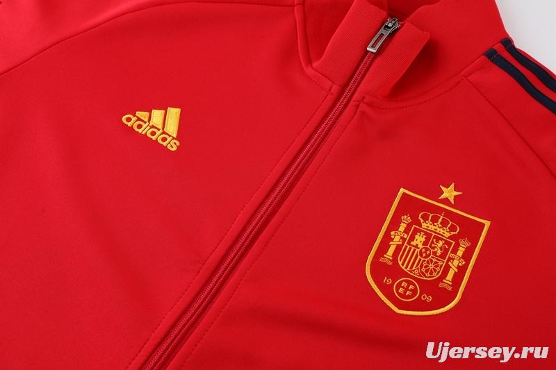 2022 Spain Red Full Zipper Tracksuit