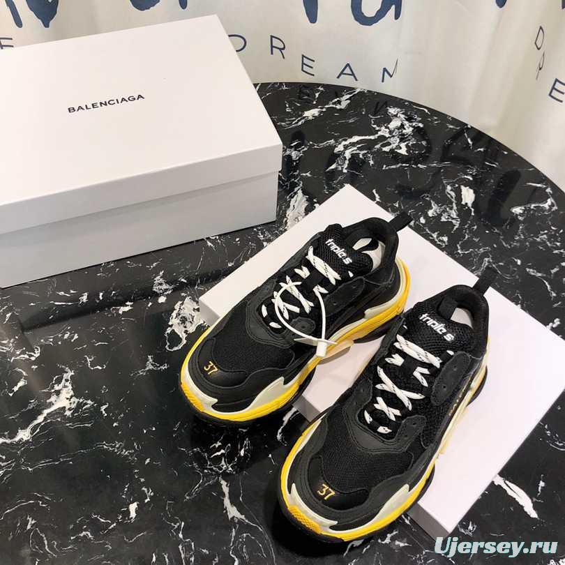 Men/Women Balenciaga Triple S Sneaker Black/Yellow