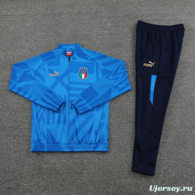 2022 Italy Blue Full Zipper Tracksuit