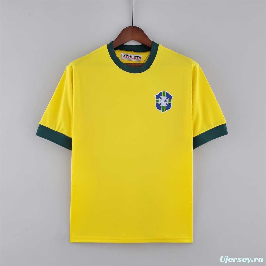 Retro 1970 Brazil Home Jersey 10#Pelé Commemorate The King Of Football