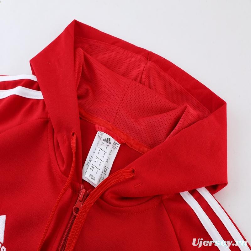 2023 Bayern Munich Red Hoodie Full Zipper Tracksuit