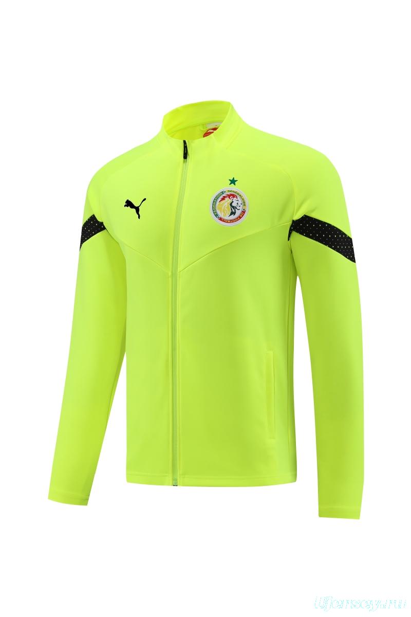 2022 Senegal Fluorescent Yellow Full Zipper Tracksuit