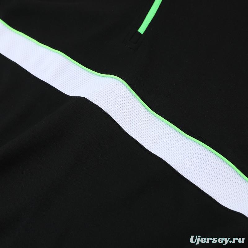 2023 NIKE Black Green Half Zipper Jacket +Pants
