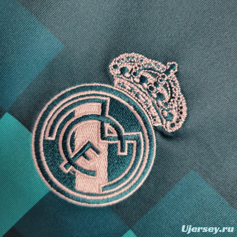 Retro Long Sleeve 17-18 Real Madrid Third Blue Jersey