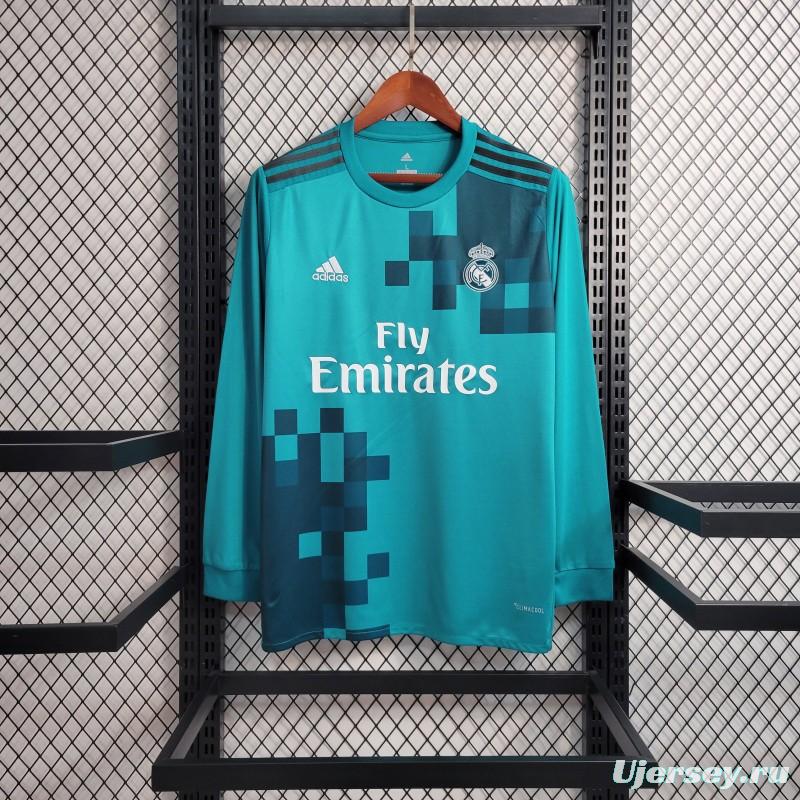 Retro Long Sleeve 17-18 Real Madrid Third Blue Jersey