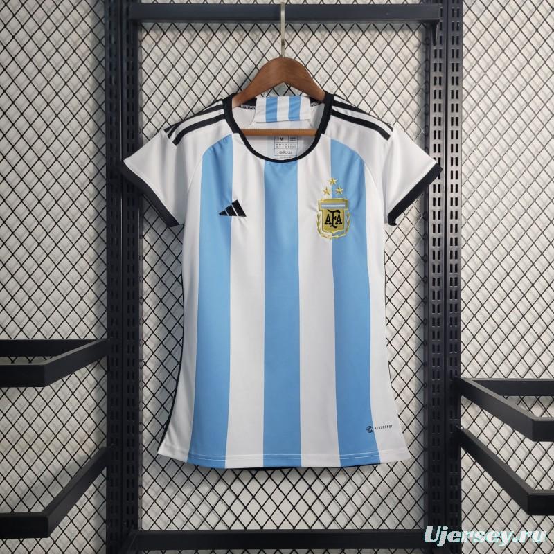 3-Stars Women 2023 Argentina Home Jersey