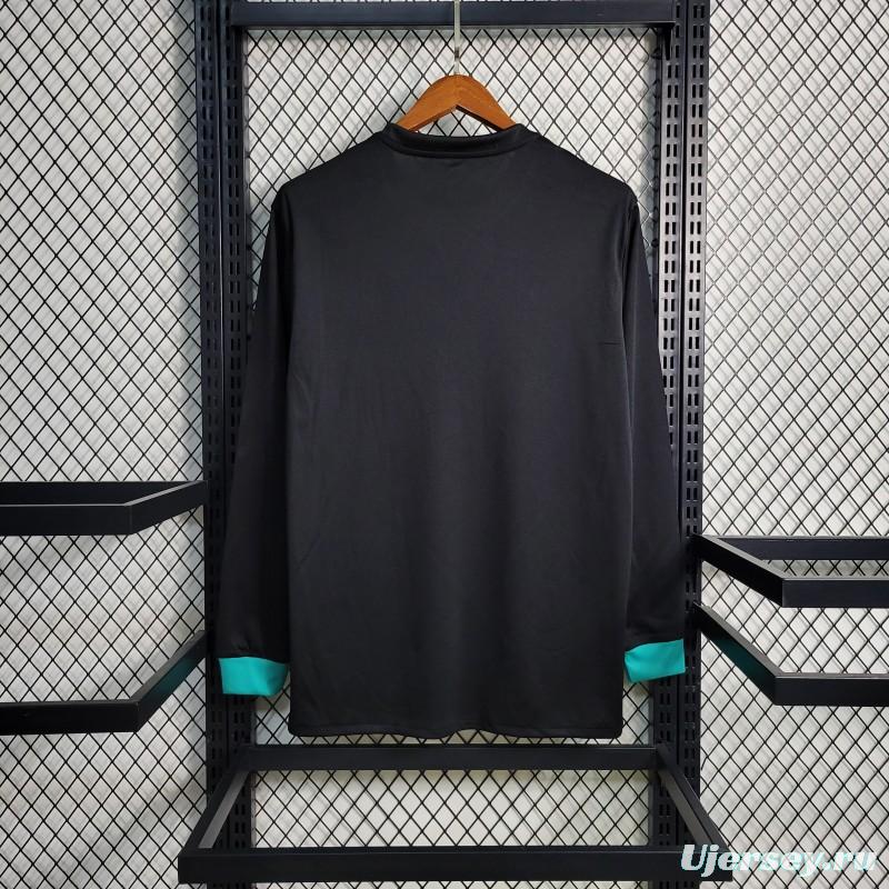 Retro Long Sleeve 17-18 Real Madrid Away Black Jersey