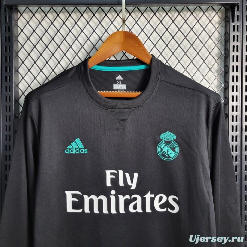 Retro Long Sleeve 17-18 Real Madrid Away Black Jersey