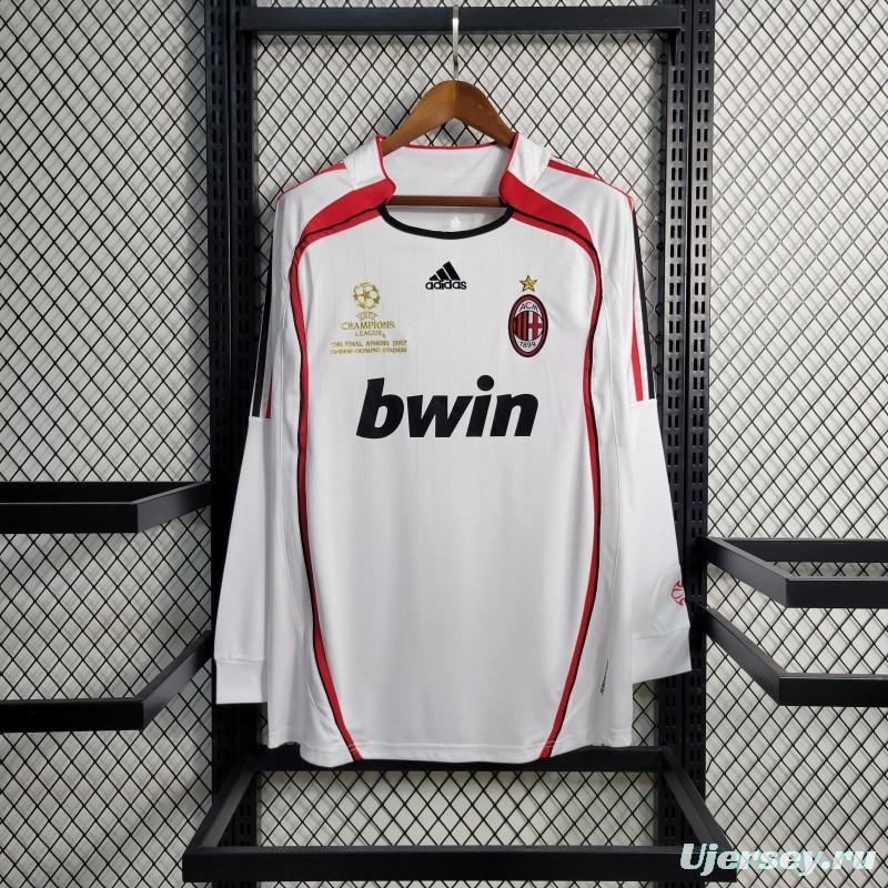 Retro Long Sleeve 2006-07 AC Milan Away White Jersey