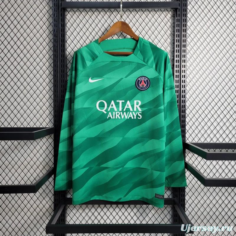 23-24 Long Sleeve PSG Green Goalkeeper Jersey