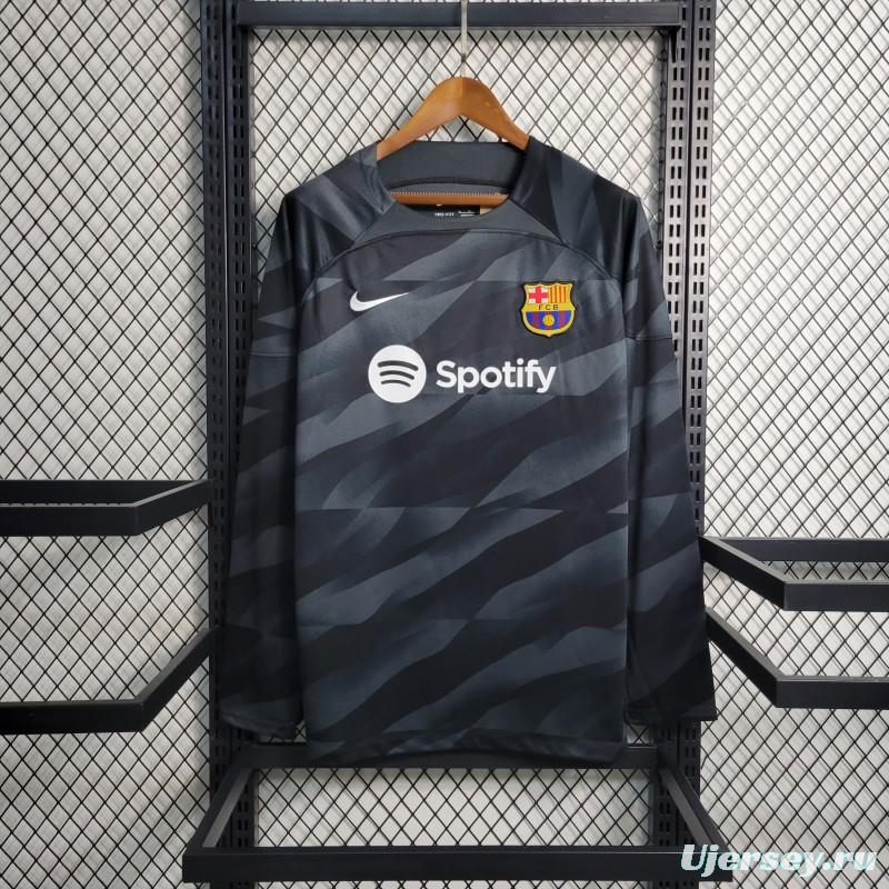 23-24 Long Sleeve Barcelona Black Goalkeeper Jersey