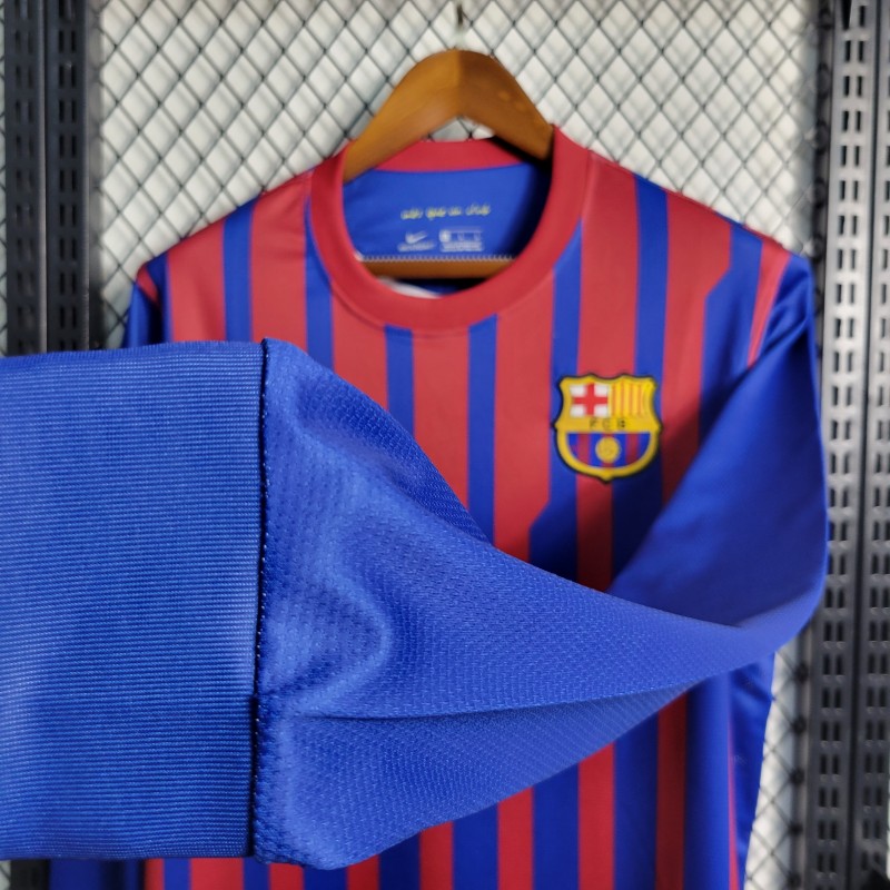 Retro Long Sleeve 11-12 Barcelona Home Soccer Jersey
