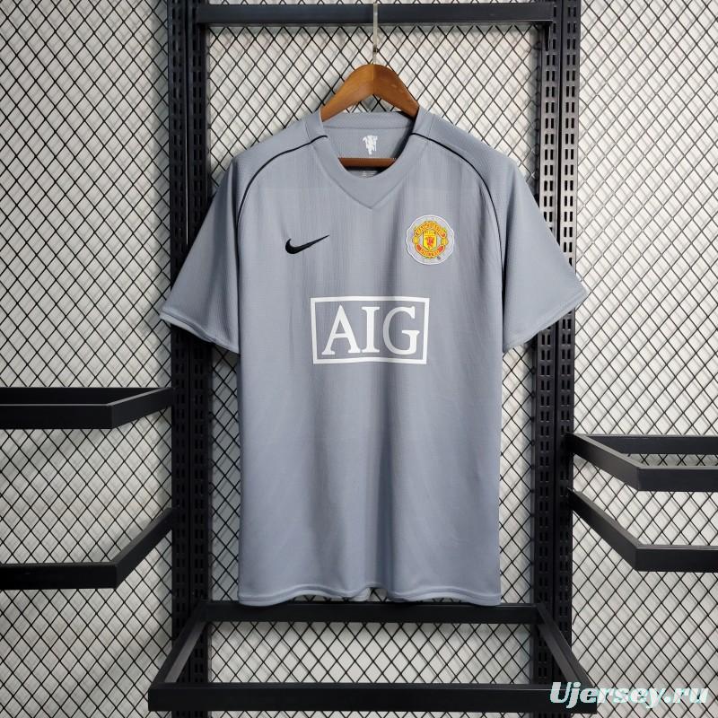 Retro 07-08 Manchester United Gray Goalkeeper Jersey