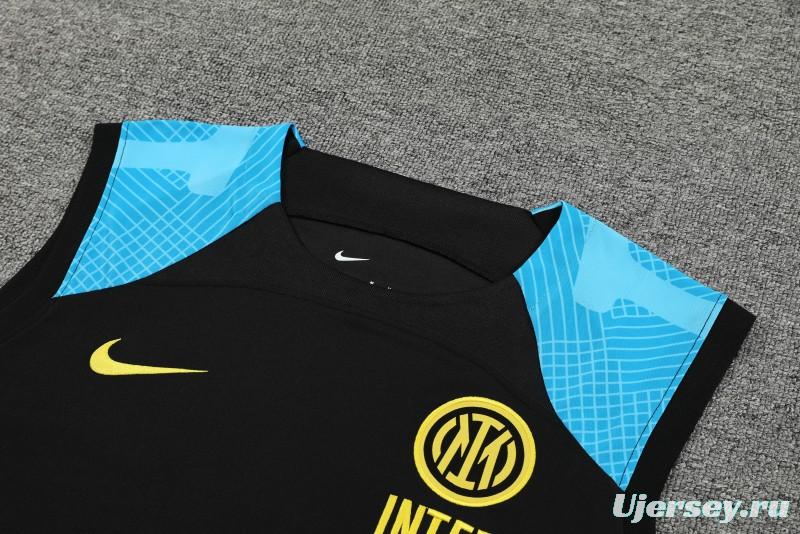 23-24 Inter Milan Black/Blue Vest Jersey+Shorts