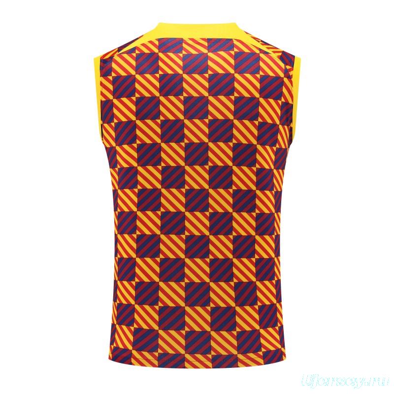 23-24 Barcelona Special Orange Grid Vest Jersey+Shorts