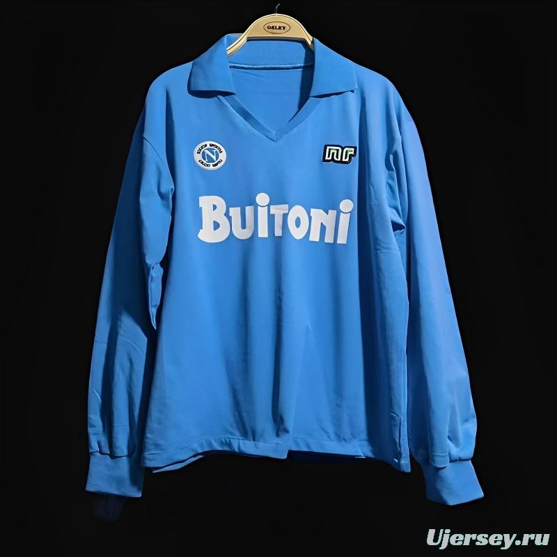 Retro Napoli 87/88 Home Long Sleeve Soccer Jersey